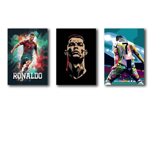 Set of 3 Cristiano Ronaldo CR7 Wooden Sticky Wall Art for Home Decor