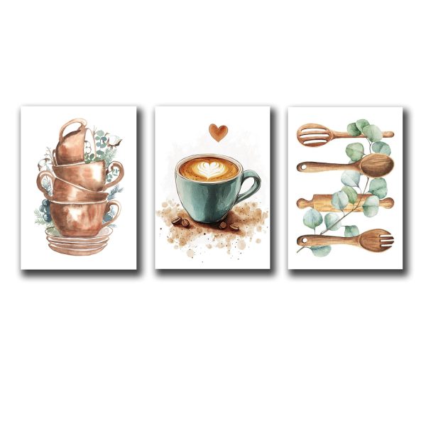 3-piece kitchen wall art set – stylish cooking theme design on MDF – decorative wall décor for kitchen