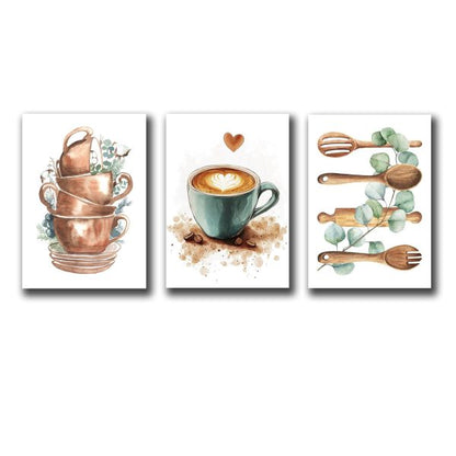 3-piece kitchen wall art set – stylish cooking theme design on MDF – decorative wall décor for kitchen
