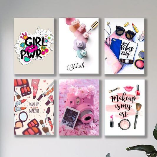 Six Girlish wall art with quotes – cute inspirational typography on MDF – chic home décor piece