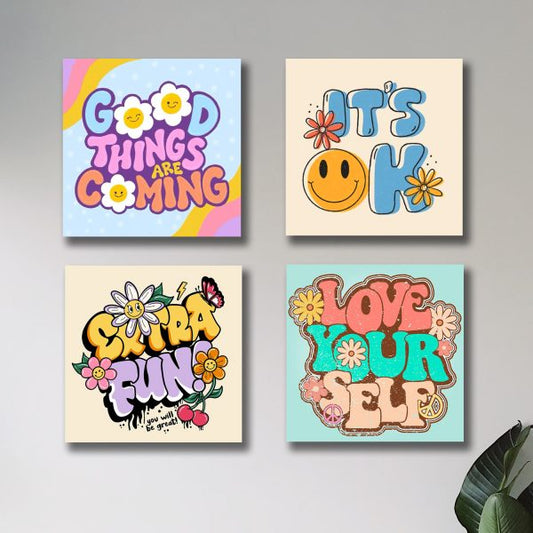 Four Inspirational minimal quote wall art – premium MDF painting – modern interior decoration